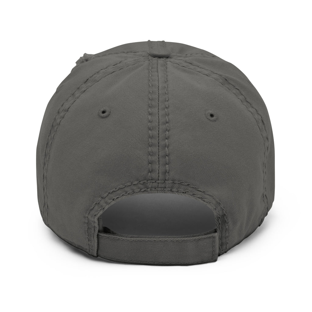 Aliens In This Economy distressed dad hat brim detail with torn edge and stitching