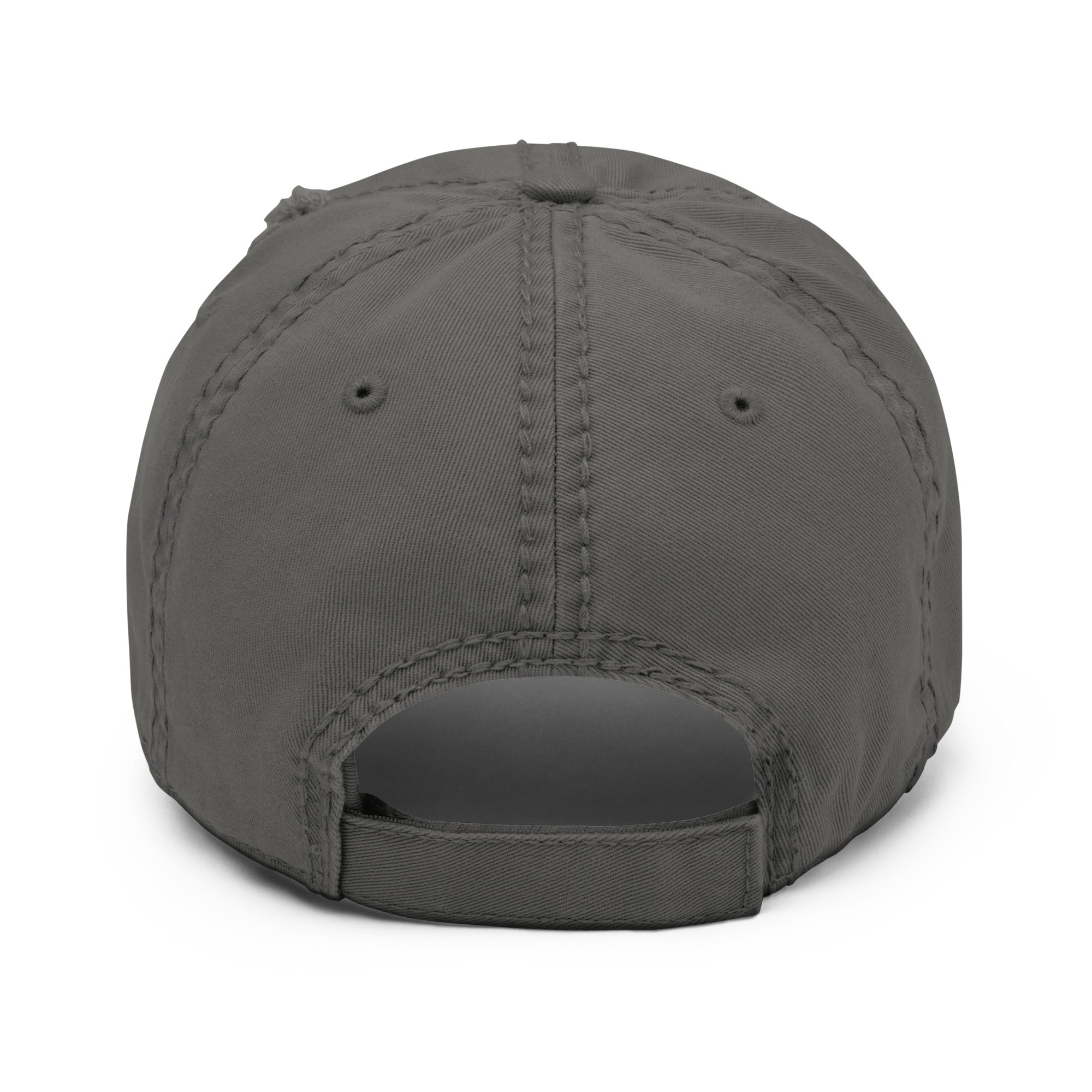 Aliens In This Economy distressed dad hat brim detail with torn edge and stitching