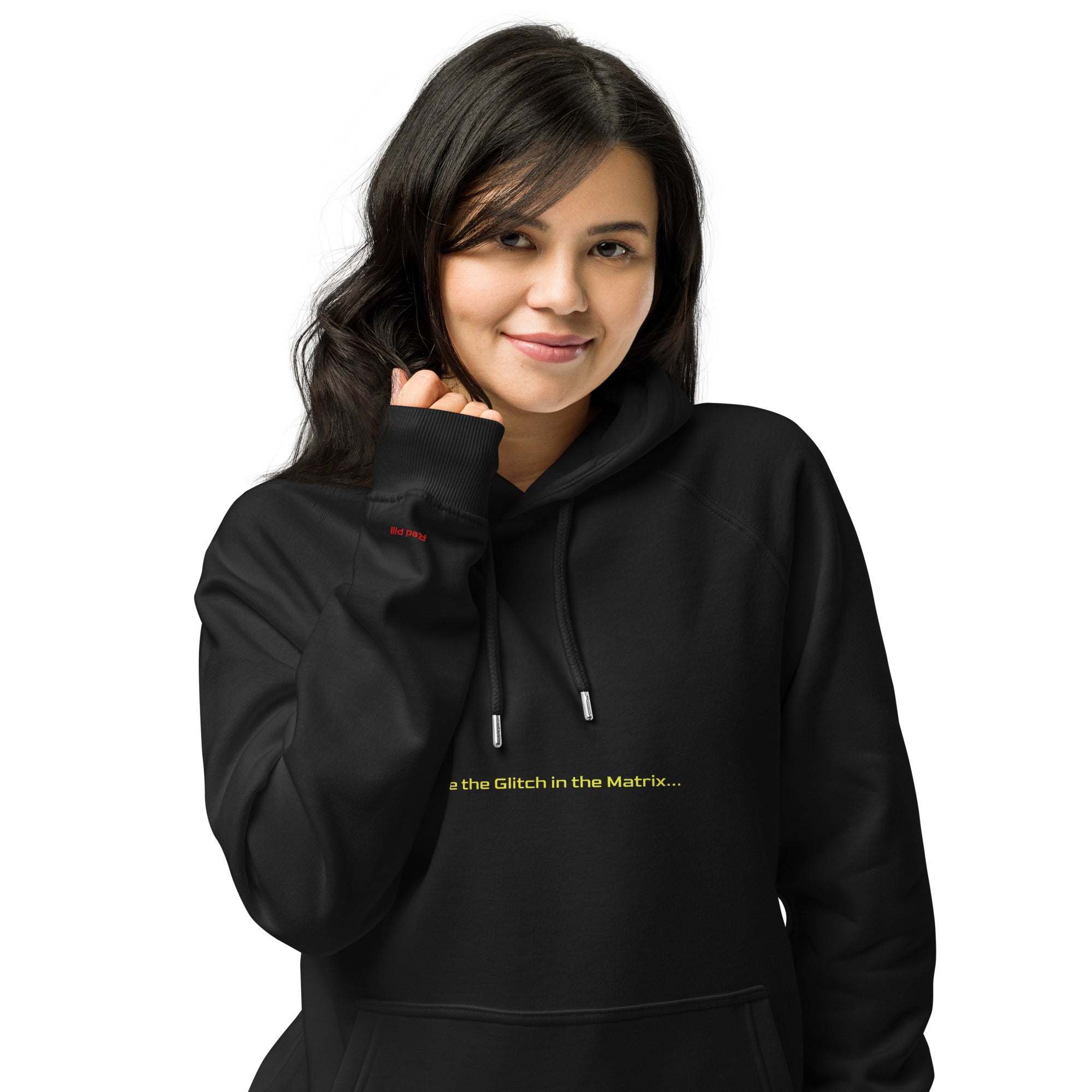 Graphic sustainable hoodie Be the Glitch design
