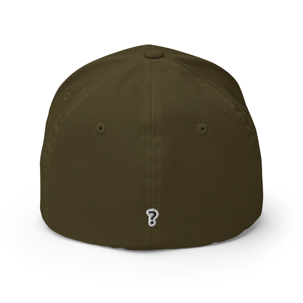 Start Asking Better Questions cap, back view showing closed back and elastic stretch band