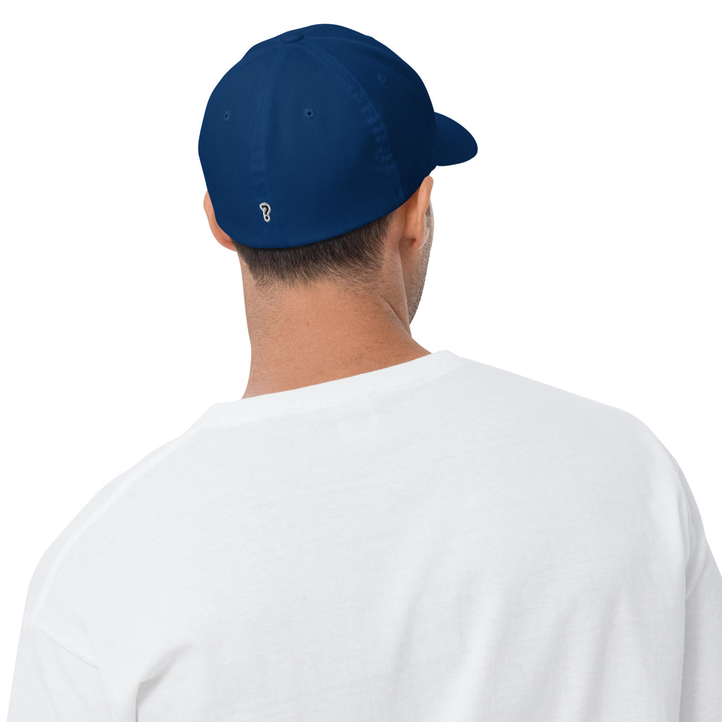 Start Asking Better Questions cap, back view showing closed back and elastic stretch band