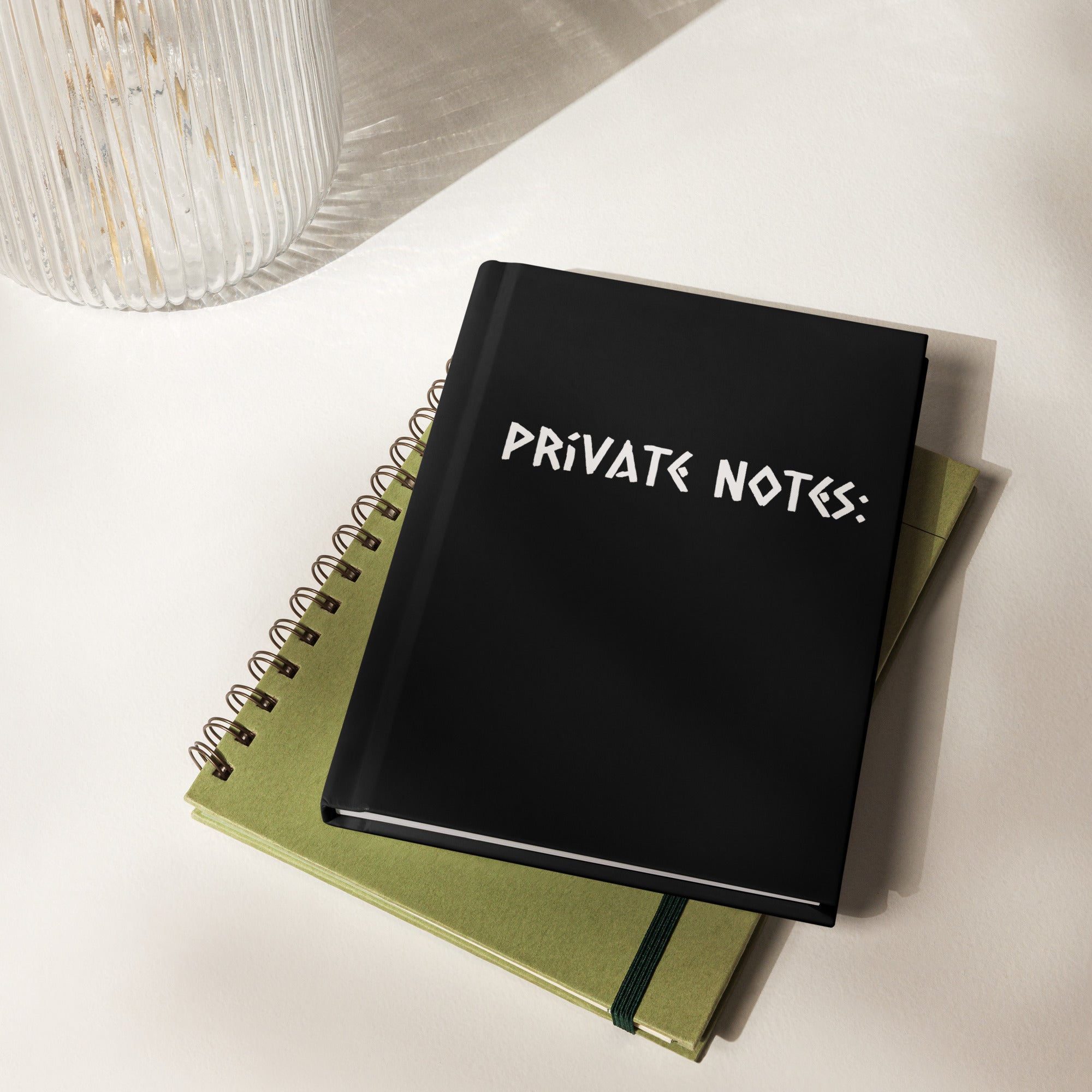 Graphic matte notebook Private Notes Against A.I. design