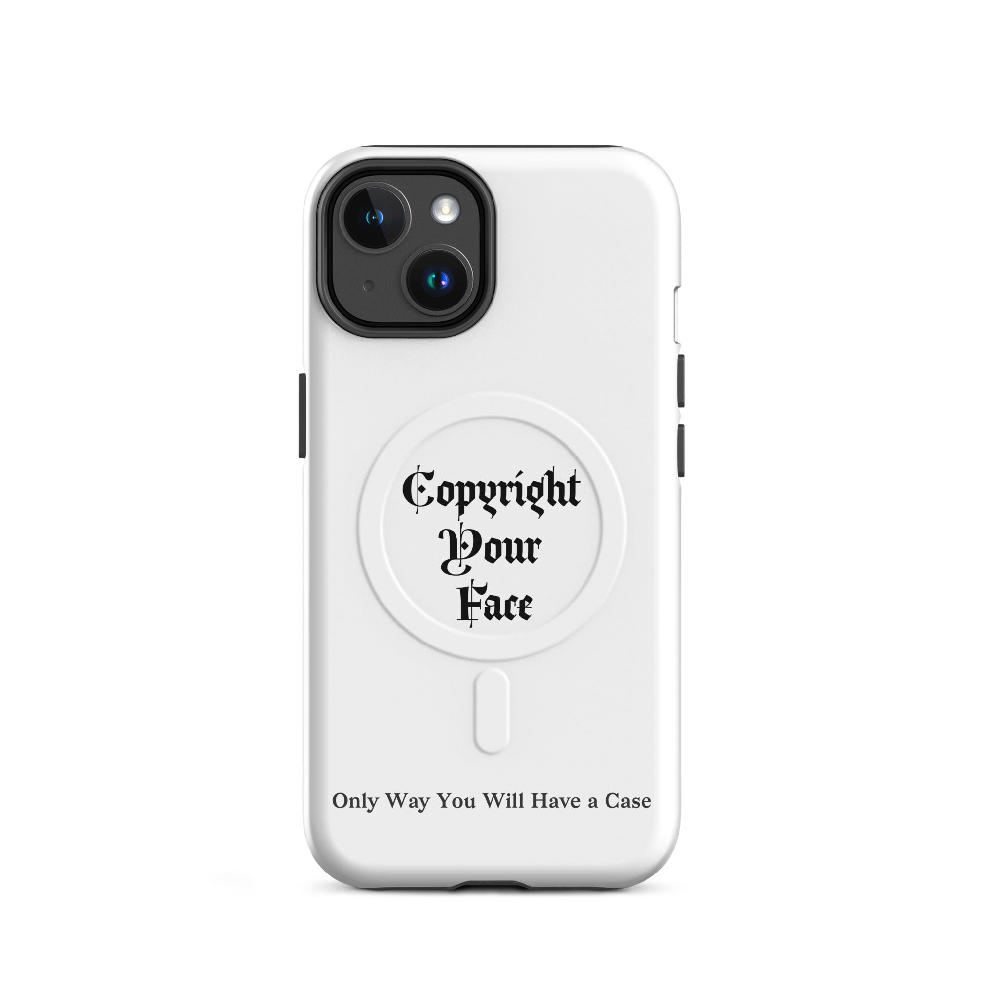 Graphic MagSafe iPhone case with Copyright Your Face design