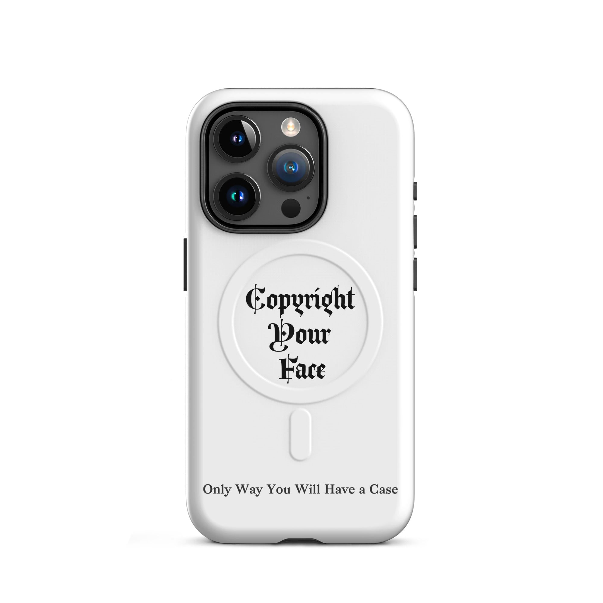 Graphic MagSafe iPhone case with Copyright Your Face design