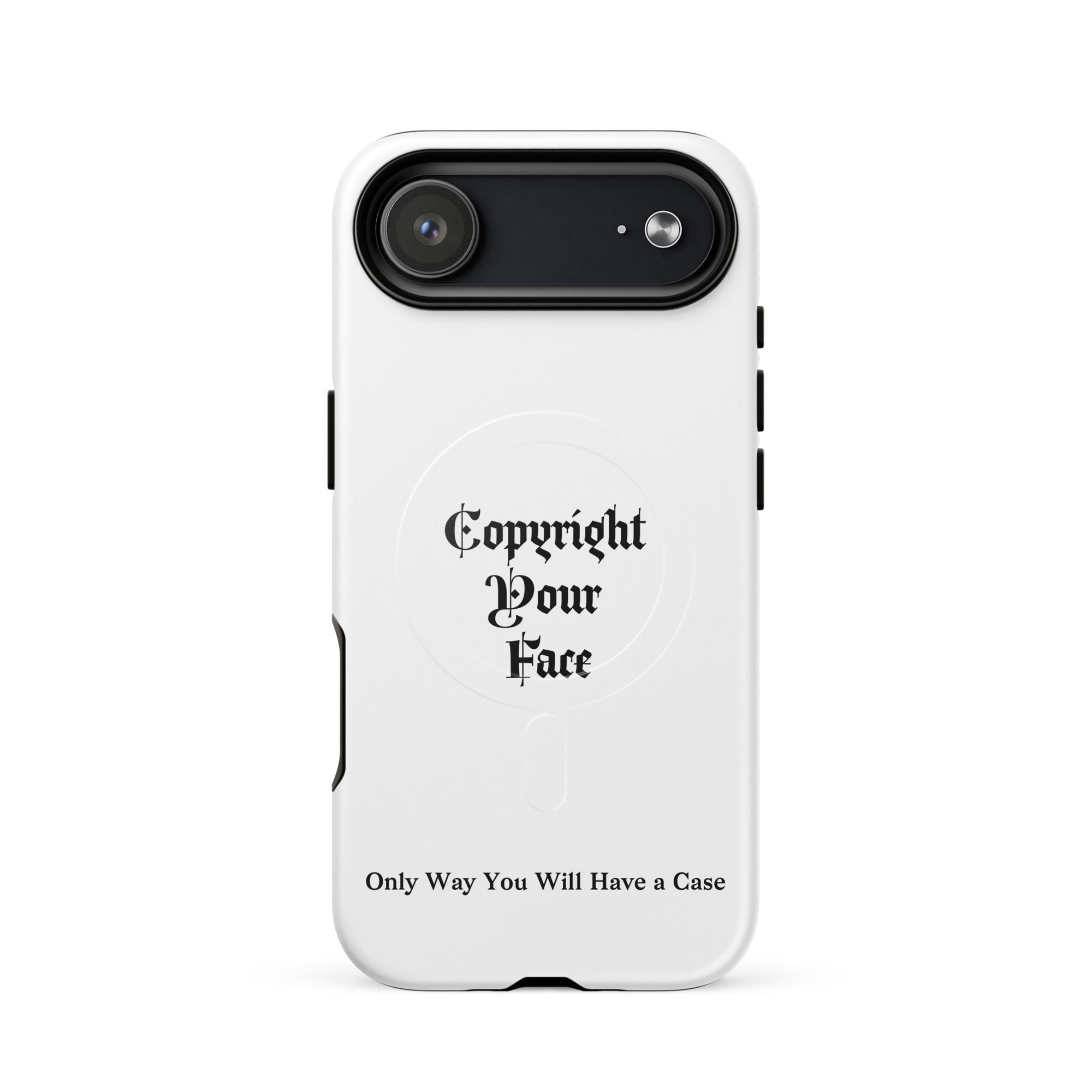 Graphic MagSafe iPhone case with Copyright Your Face design