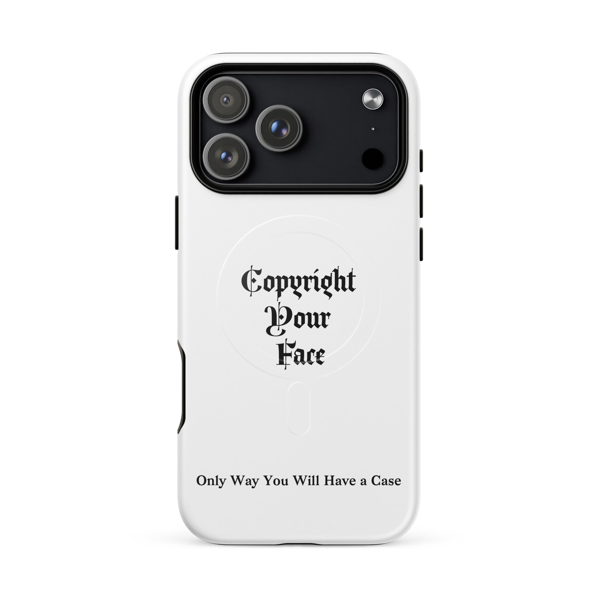 Graphic MagSafe iPhone case with Copyright Your Face design
