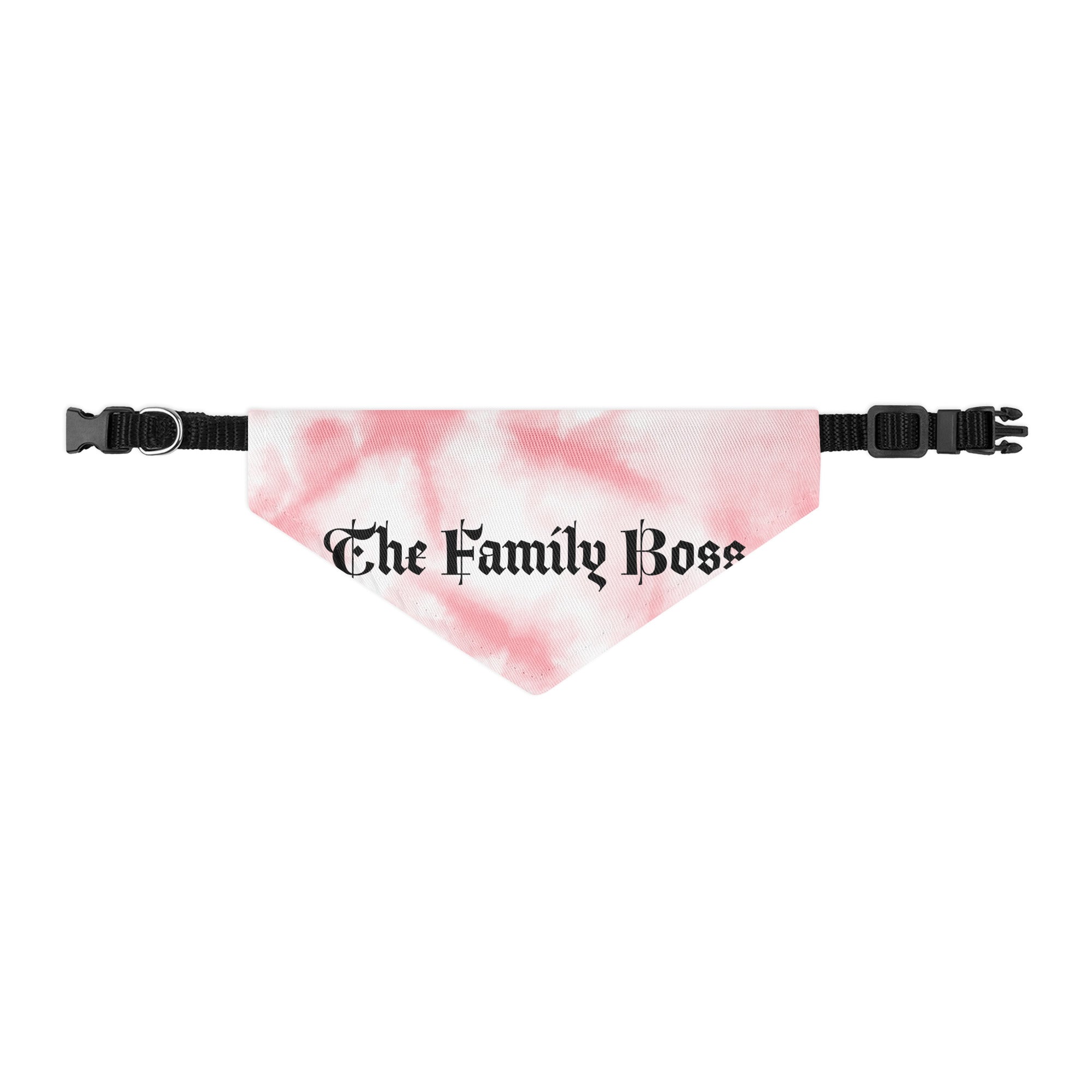 Graphic dog bandana collar The Family Boss design