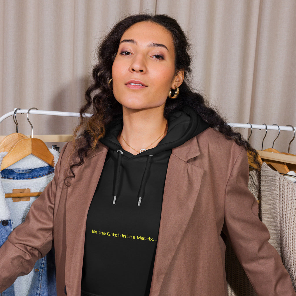 Graphic sustainable hoodie Be the Glitch design