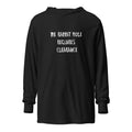 Hooded long sleeve tee reading "The Rabbit Hole Requires Clearance"