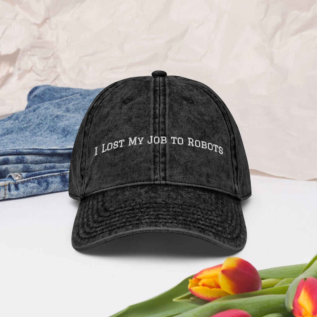 Lost Job to Robots vintage cotton twill cap front view