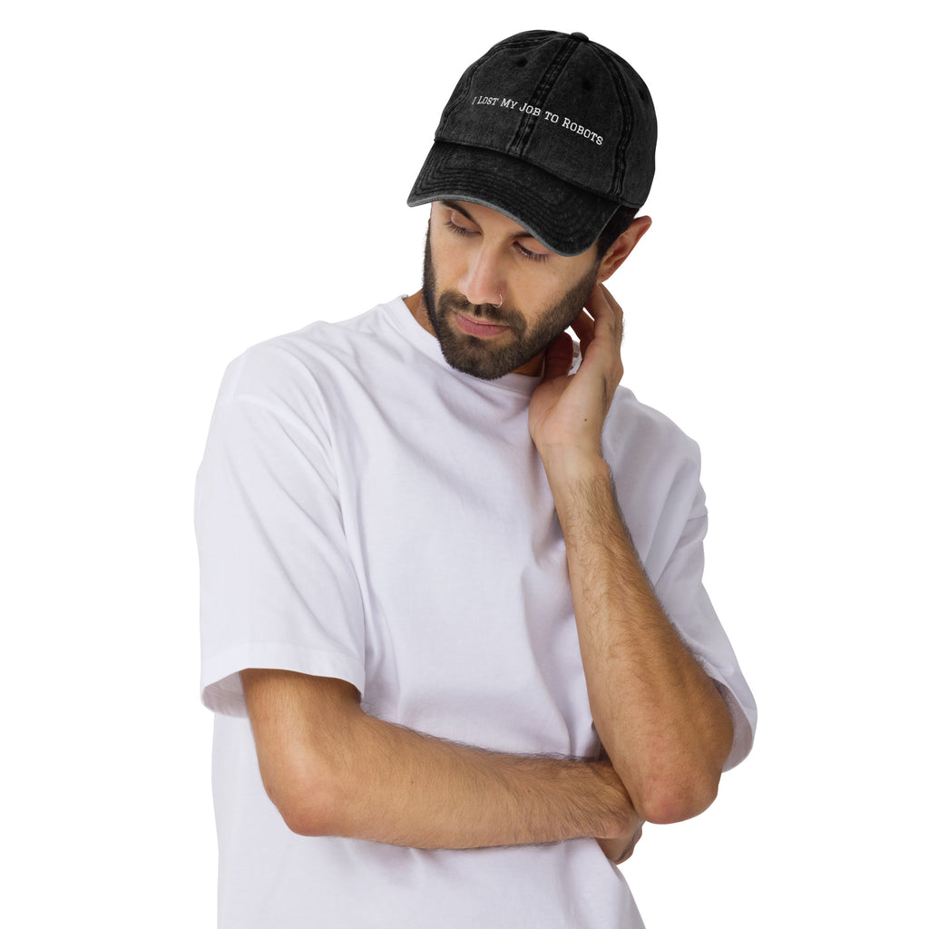Lost Job to Robots vintage cotton twill cap front view