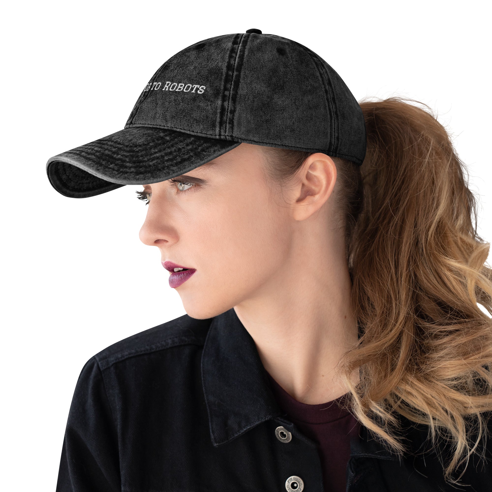 Lost Job to Robots vintage cotton twill cap front view