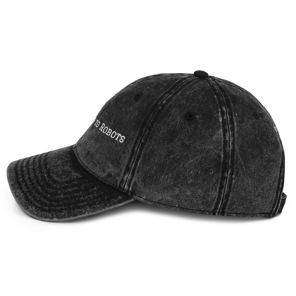 Lost Job to Robots vintage cotton twill cap front view