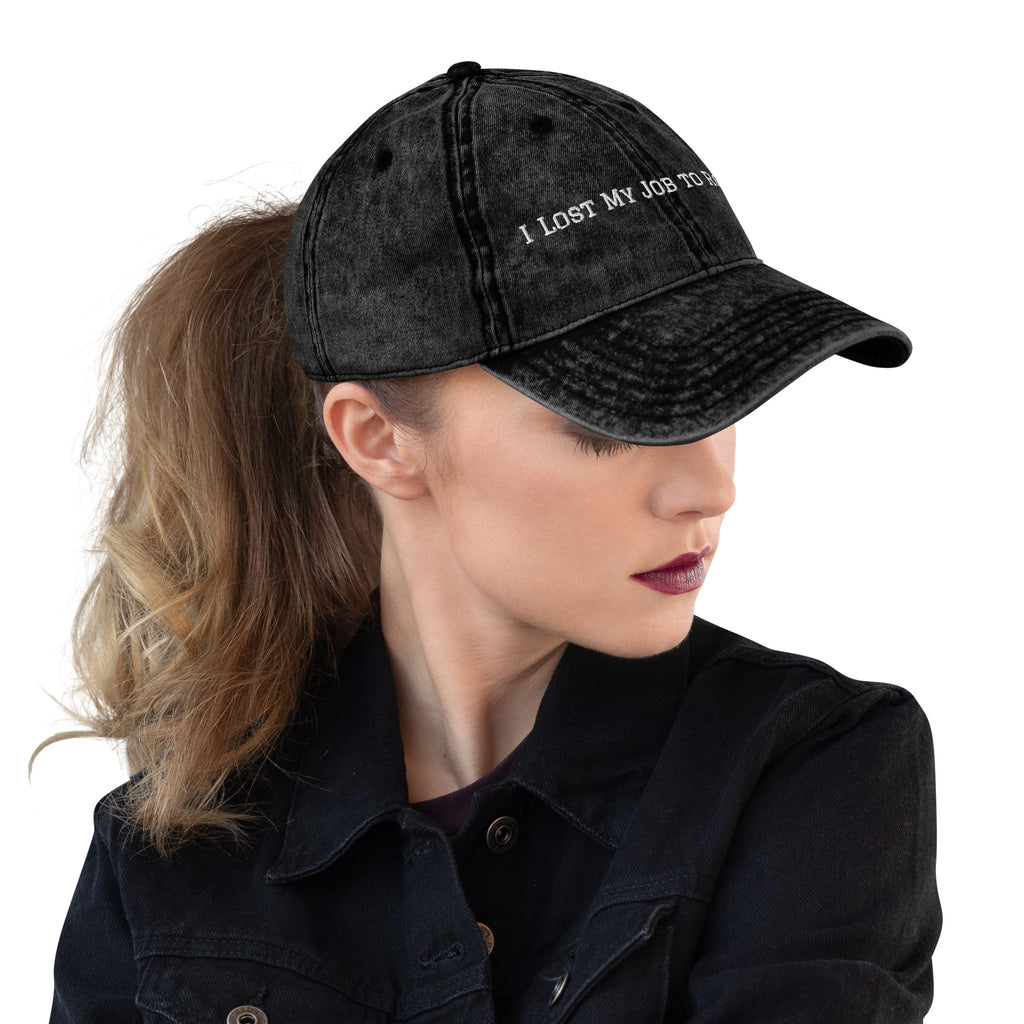 Lost Job to Robots vintage cotton twill cap front view